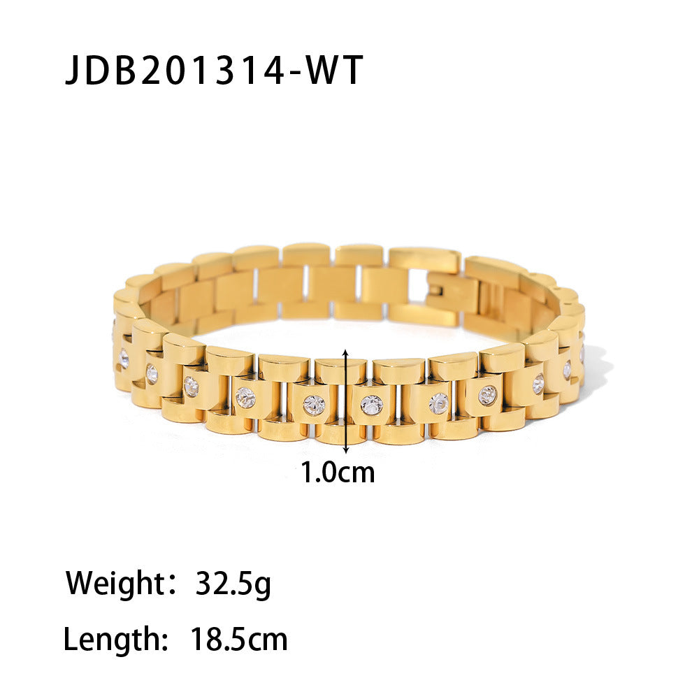 Stainless Steel Zirconia Bracelet Premium Feeling Bracelet Plain Ring 18k Gold Plated Titanium Steel