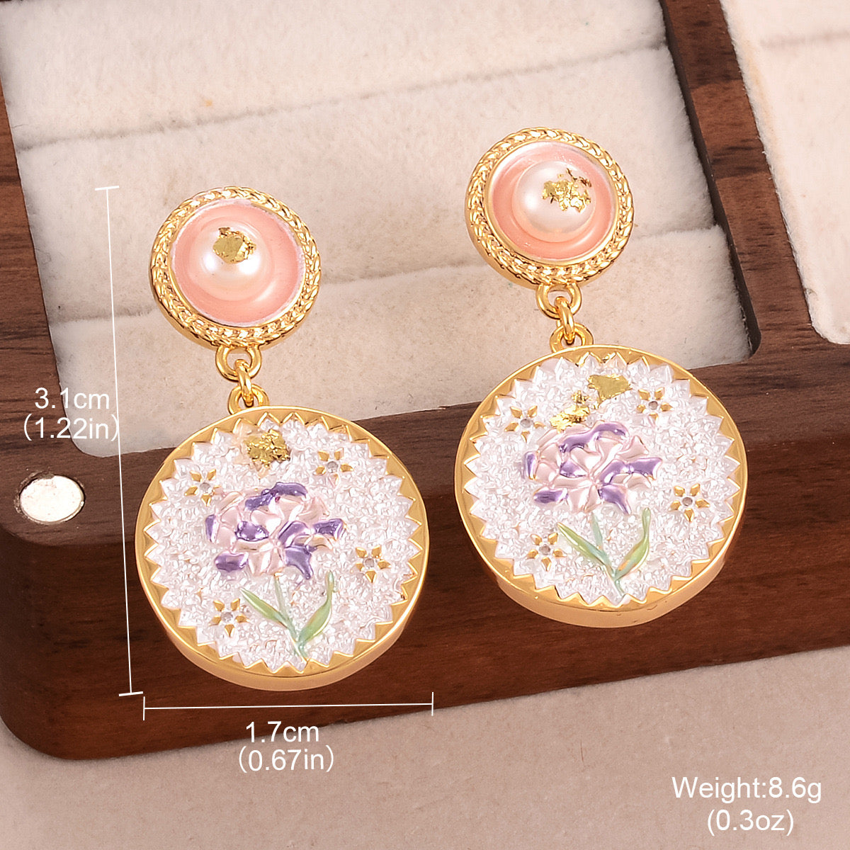 Natural Pearl Flower  Earrings Oil Painting Collection