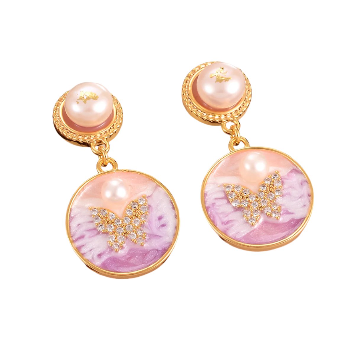 Natural Pearl Flower  Earrings Oil Painting Collection