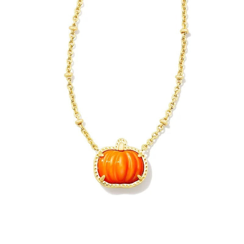 spooky mood  pumpkin necklace 14k-plated,orange color